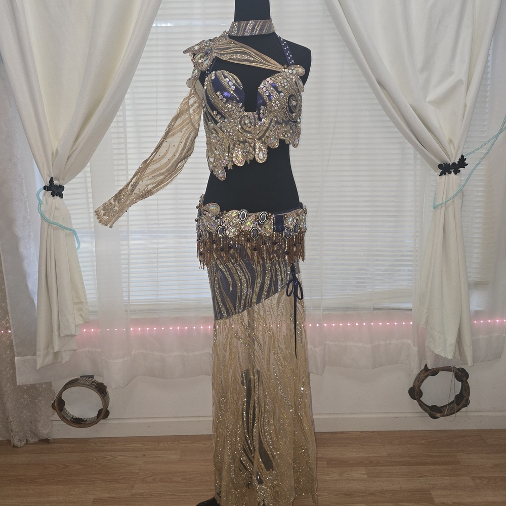 Asymmetrical Gold and Black Women's Dress